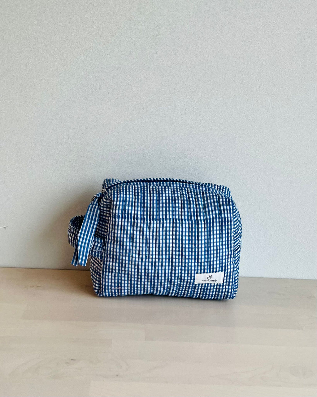 Navy Picnic Checks _ Hand block Printed Utility Bags