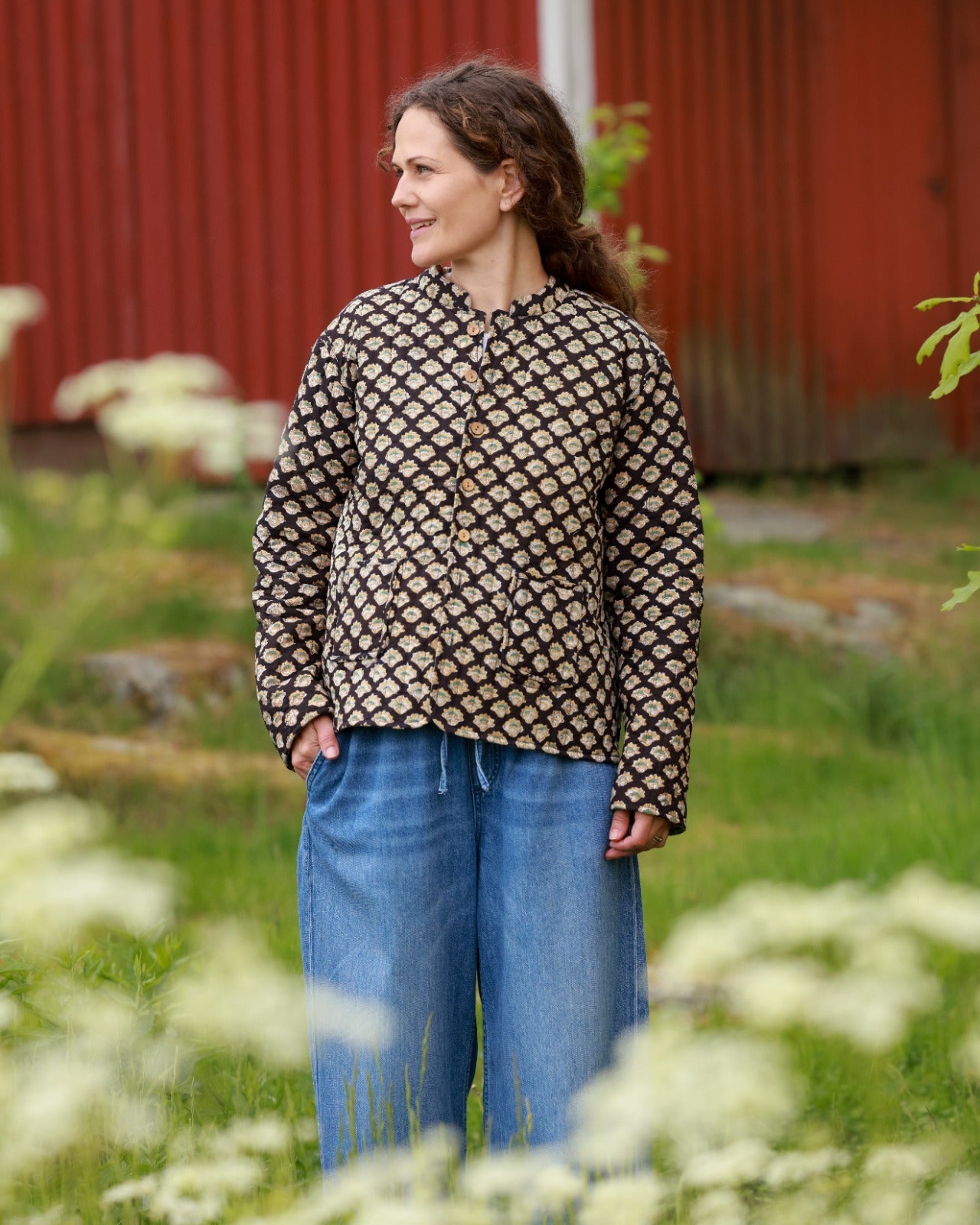 Reversible Quilted Jacket - Forest Bloom & Midnight Motif
