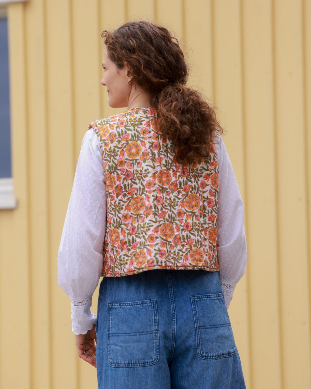 Reversible Quilted Vest - Marigold Garden & Golden Bloom