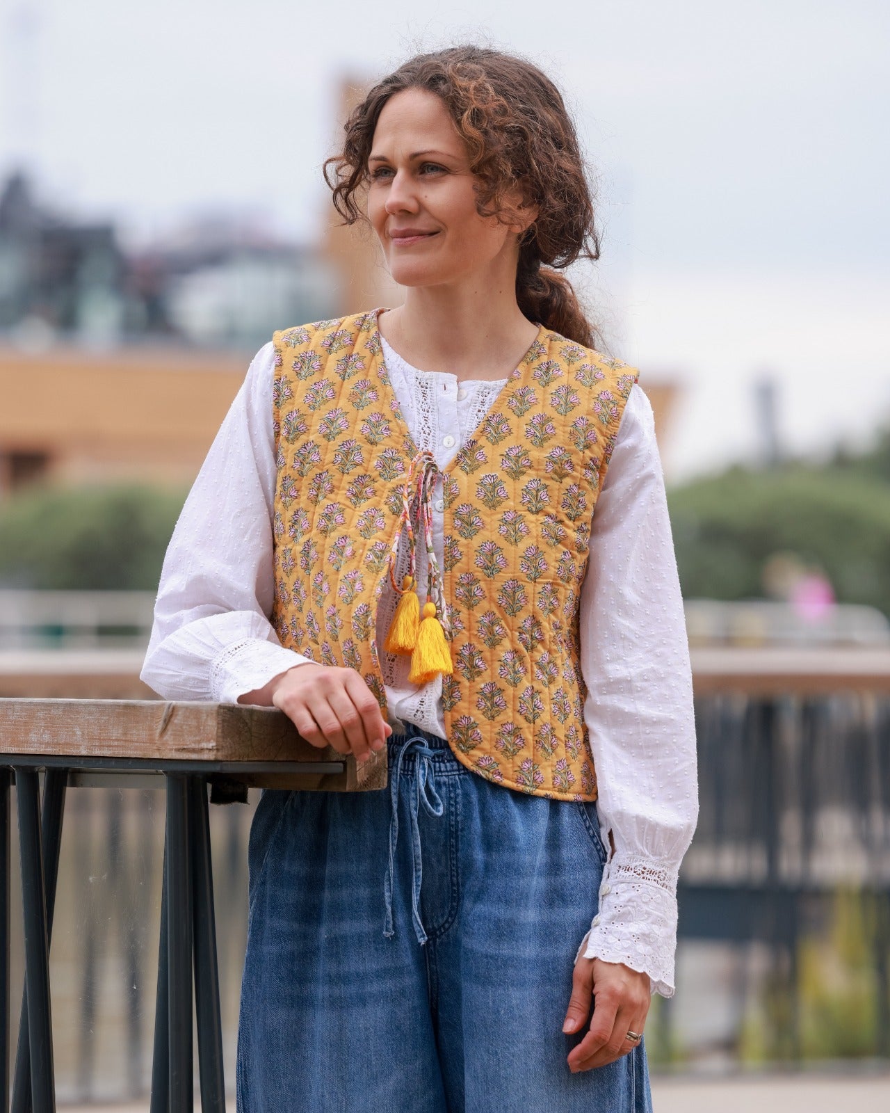 Reversible Quilted Vest - Marigold Garden & Golden Bloom