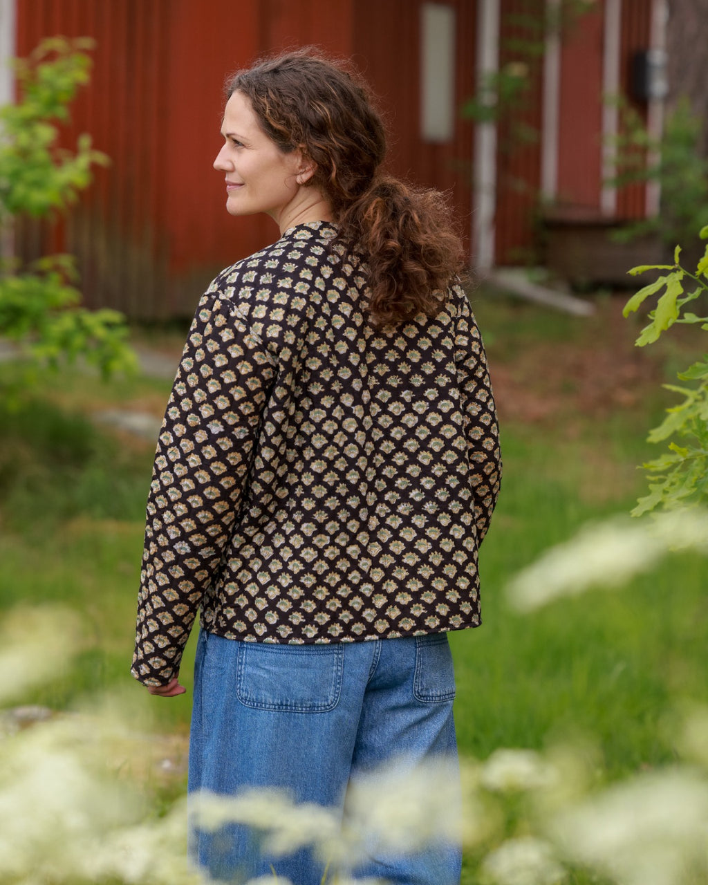 Reversible Quilted Jacket - Forest Bloom & Midnight Motif