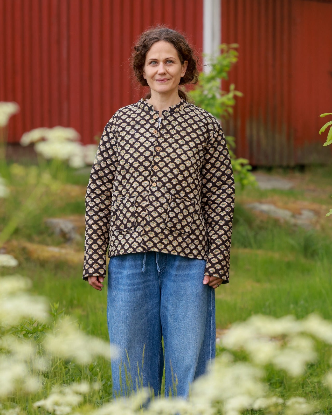 Reversible Quilted Jacket - Forest Bloom & Midnight Motif