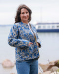 Reversible Quilted Jacket - Blue Blossom & Pistachio Motifs