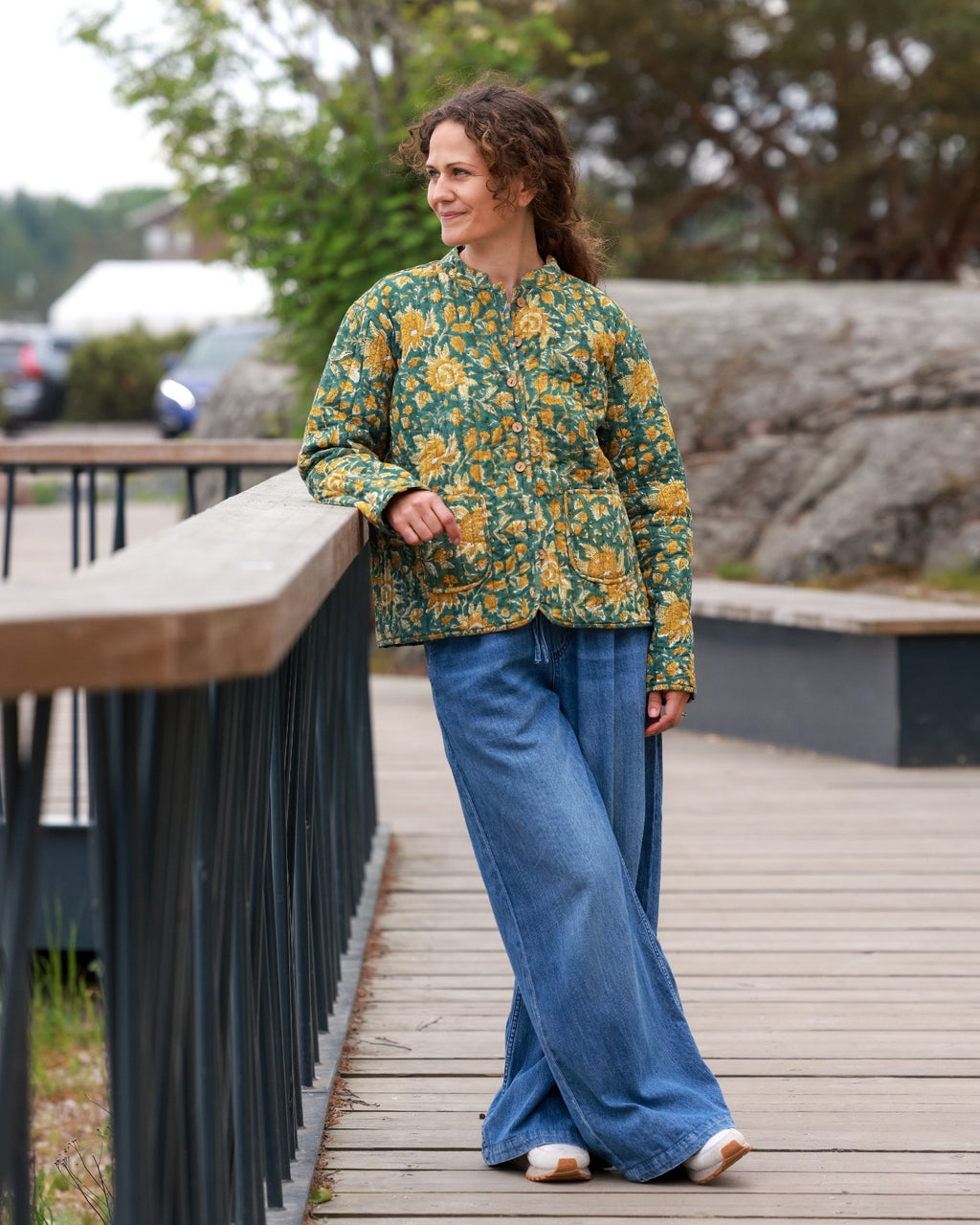 Reversible Quilted Jacket - Forest Bloom & Midnight Motif