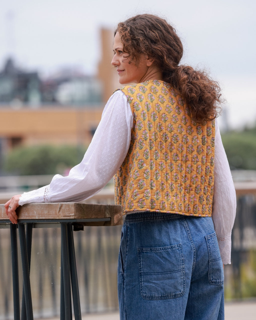 Reversible Quilted Vest - Marigold Garden & Golden Bloom