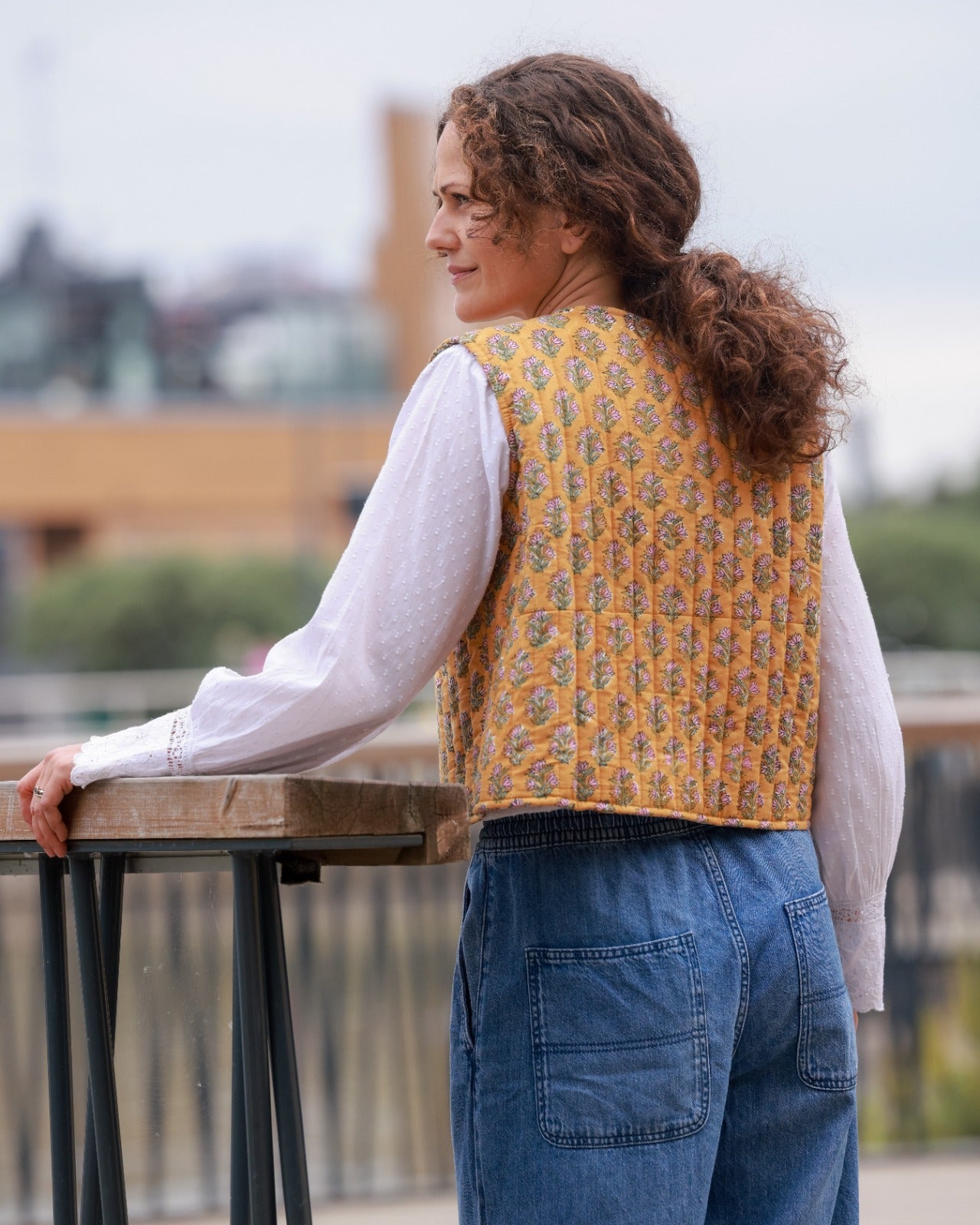 Reversible Quilted Vest - Marigold Garden & Golden Bloom