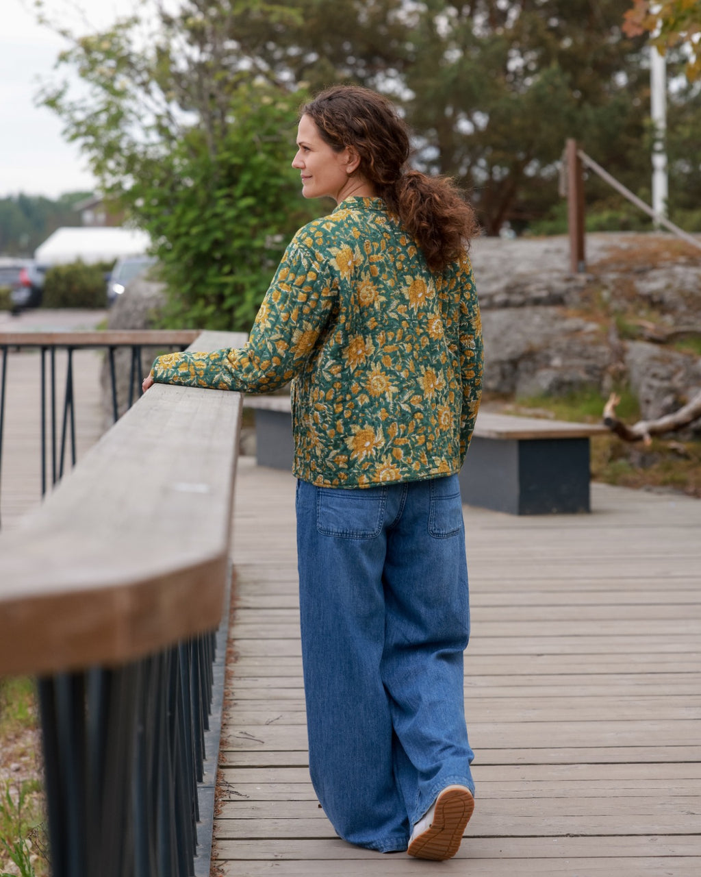 Reversible Quilted Jacket - Forest Bloom & Midnight Motif