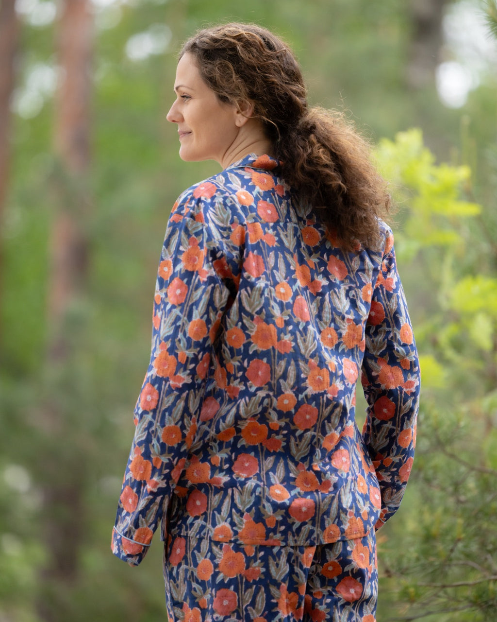 Wild Poppy Meadow_Blue Handblock Printed Pajama Set