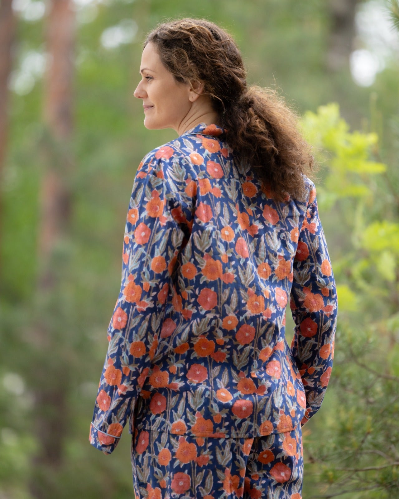 Wild Poppy Meadow_Blue Handblock Printed Pajama Set