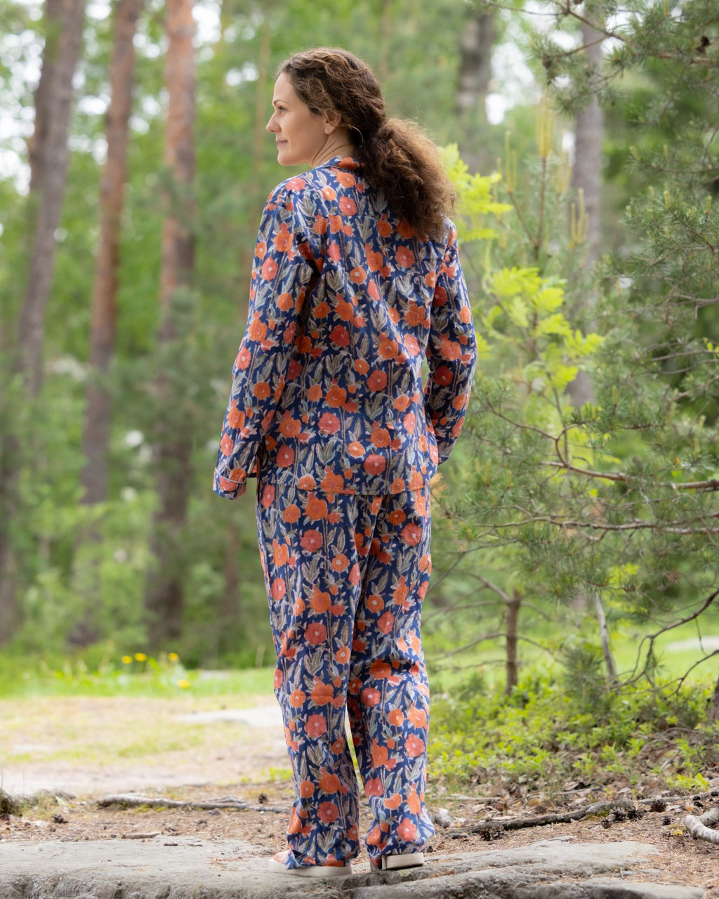 Wild Poppy Meadow_Blue Handblock Printed Pajama Set