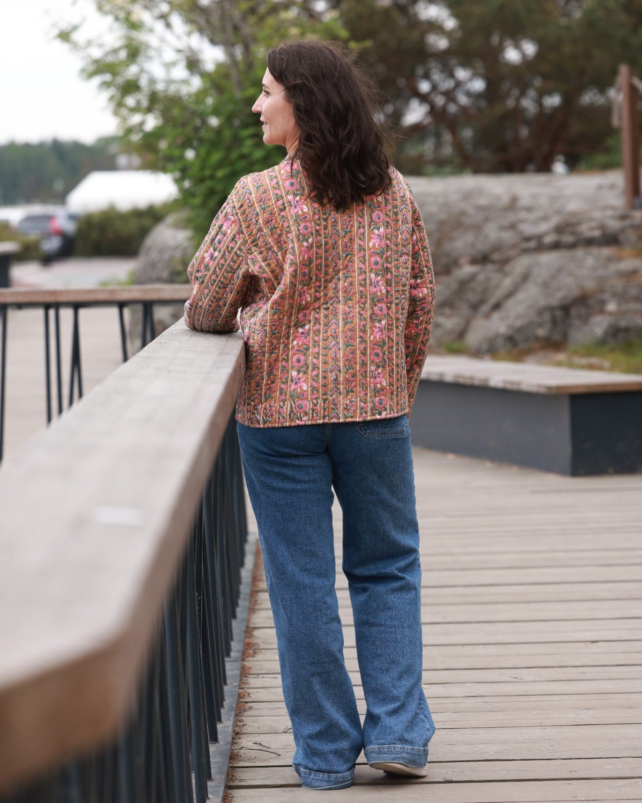 Reversible Quilted Jacket - Rosewood Bloom & Wildflower Stripe
