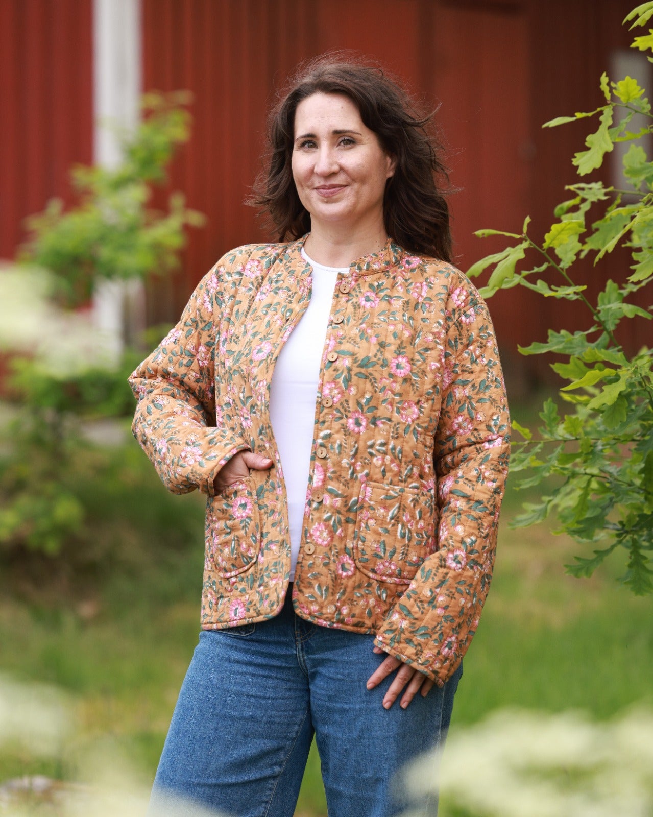 Reversible Quilted Jacket - Rosewood Bloom & Wildflower Stripe