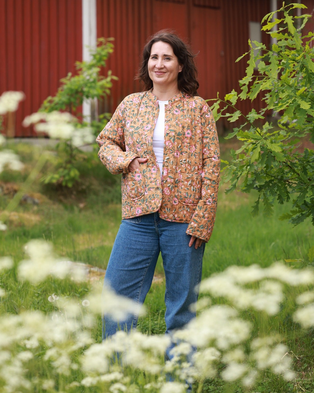 Reversible Quilted Jacket - Rosewood Bloom & Wildflower Stripe