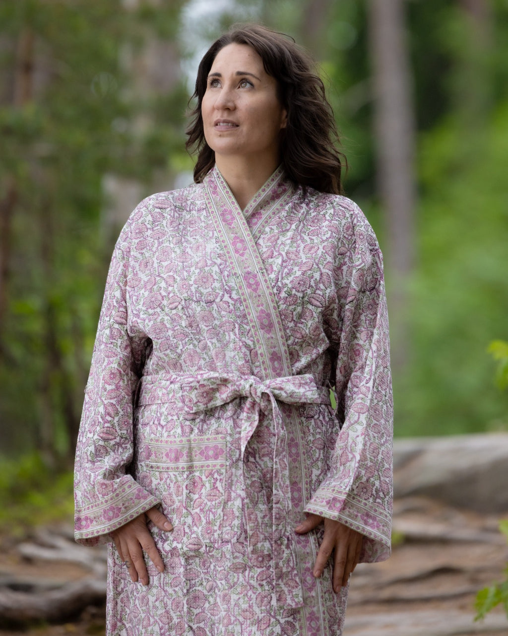 Waffel Cotton Bath Robe - Morning Blossom