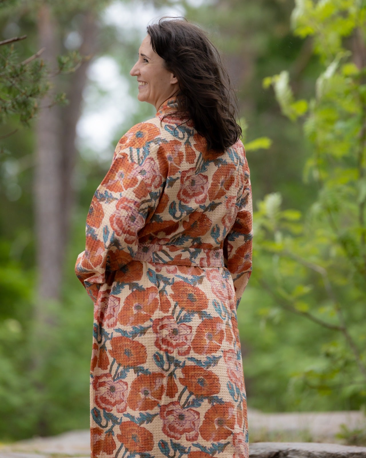 Waffel Cotton Bath Robe - Autumn Bloom