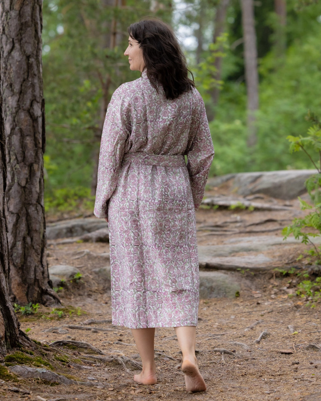 Waffel Cotton Bath Robe - Morning Blossom