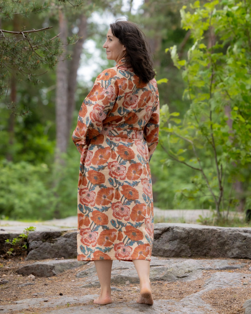 Waffel Cotton Bath Robe - Autumn Bloom