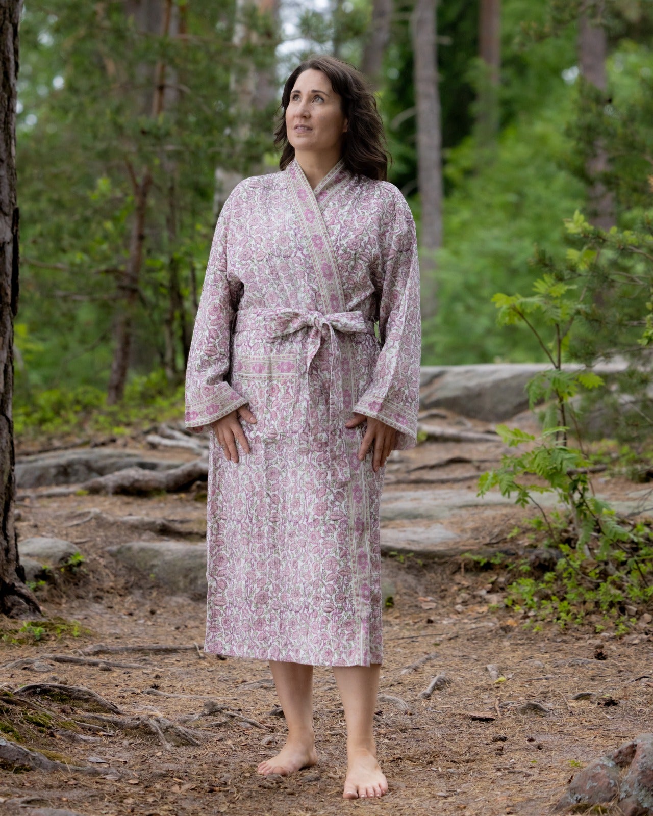 Waffel Cotton Bath Robe - Morning Blossom