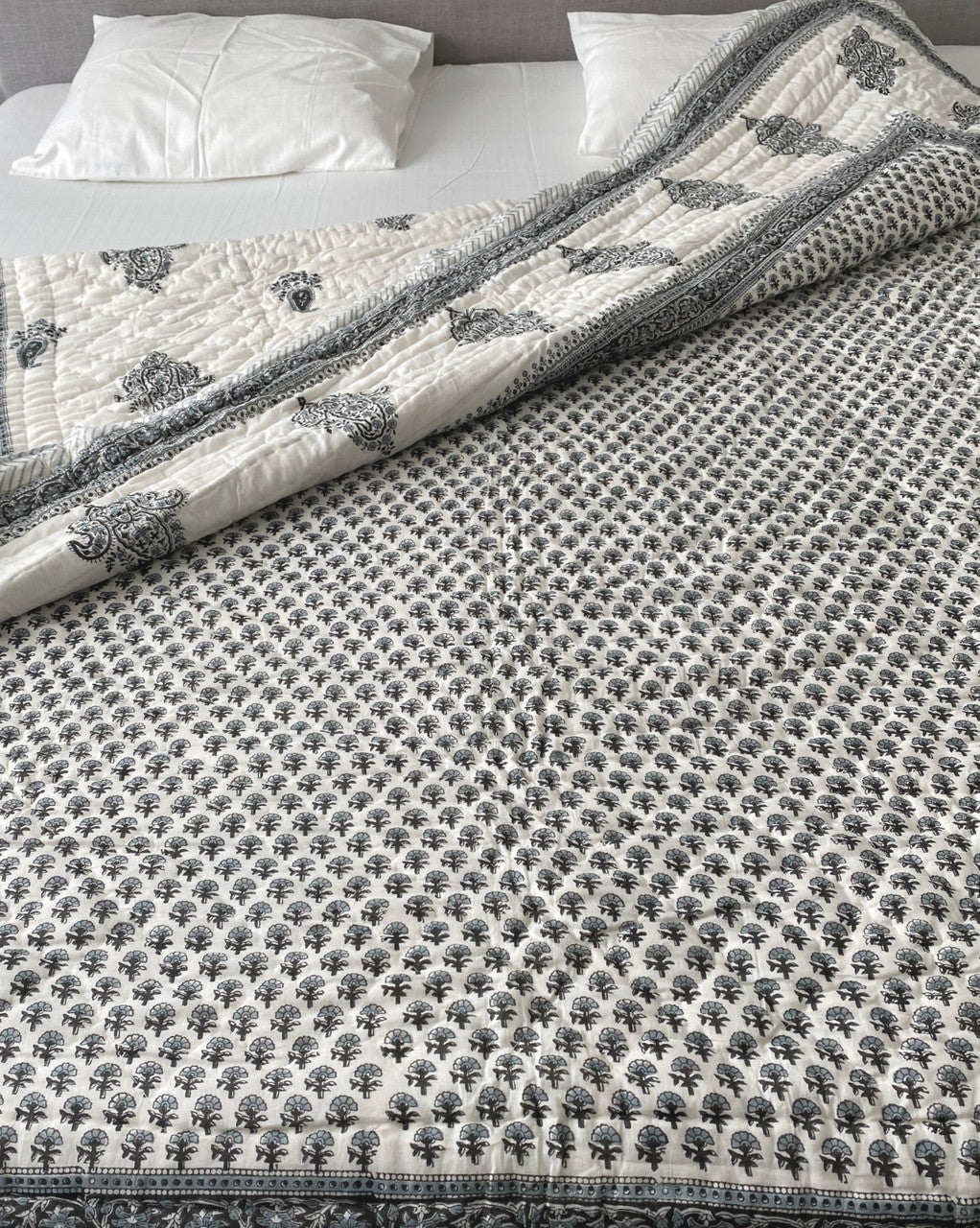 Heritage Harmony- Hand-block printed Double-bed Quilt