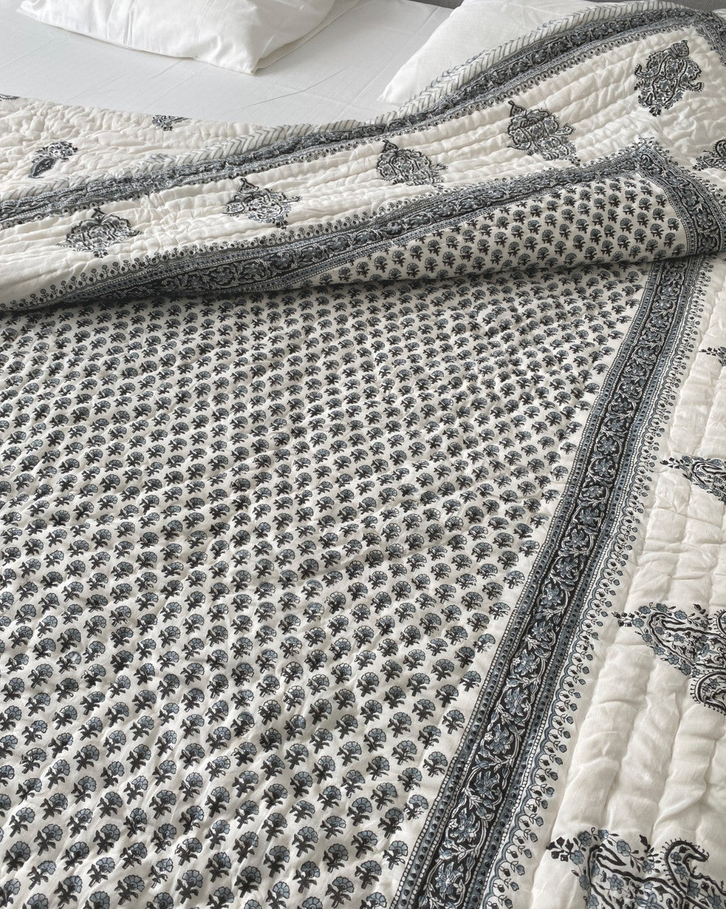 Heritage Harmony- Hand-block printed Double-bed Quilt