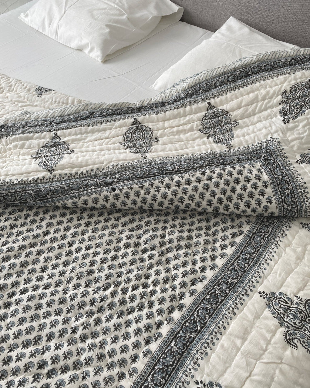 Heritage Harmony- Hand-block printed Double-bed Quilt