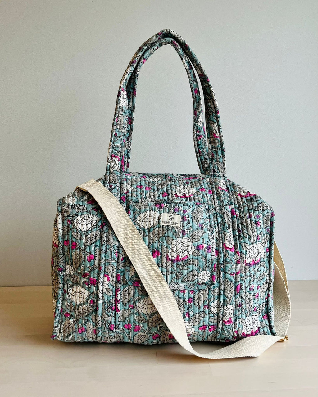 Handblock Printed Duffel Bag -Lush Green