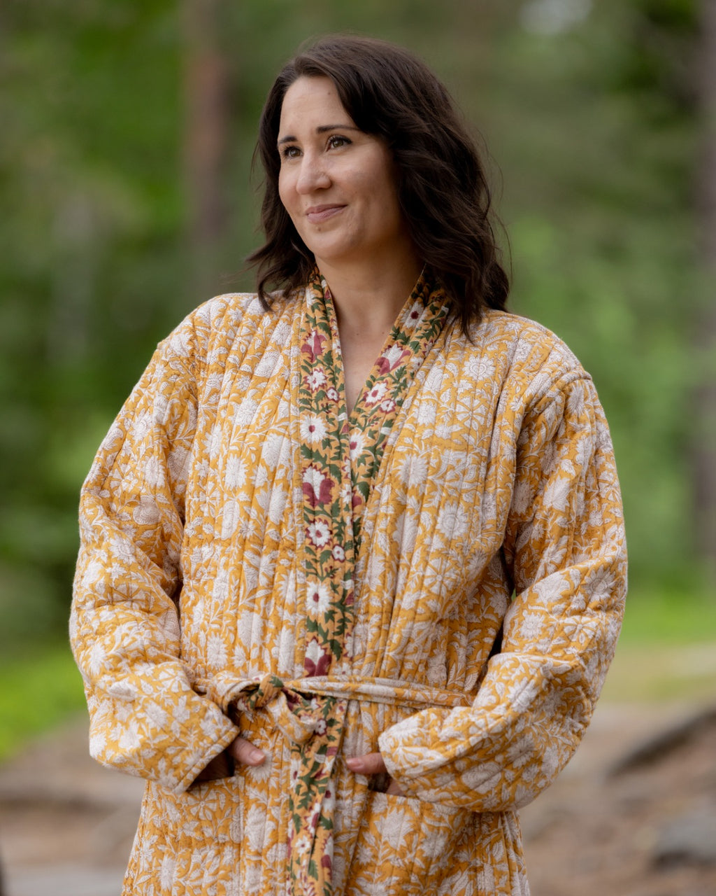 Reversible Quilted Robe – Mustard Meadows