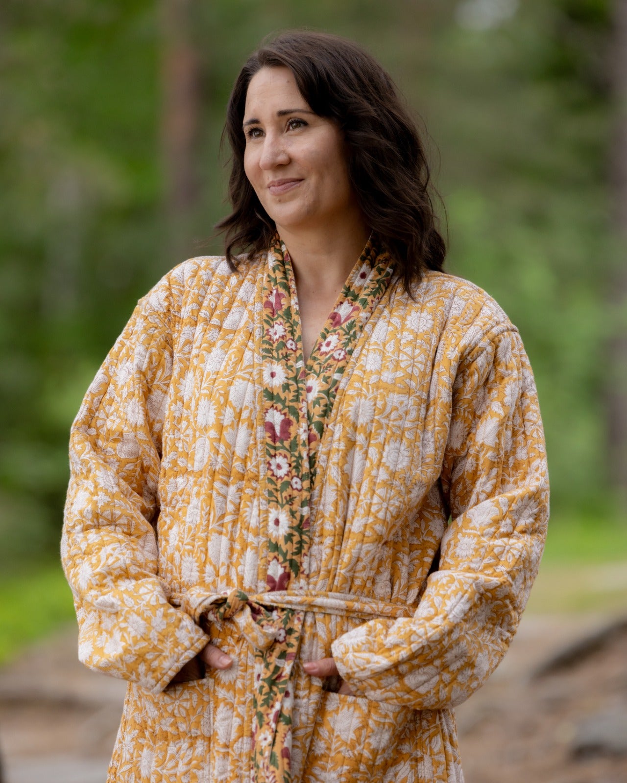 Reversible Quilted Robe – Mustard Meadows
