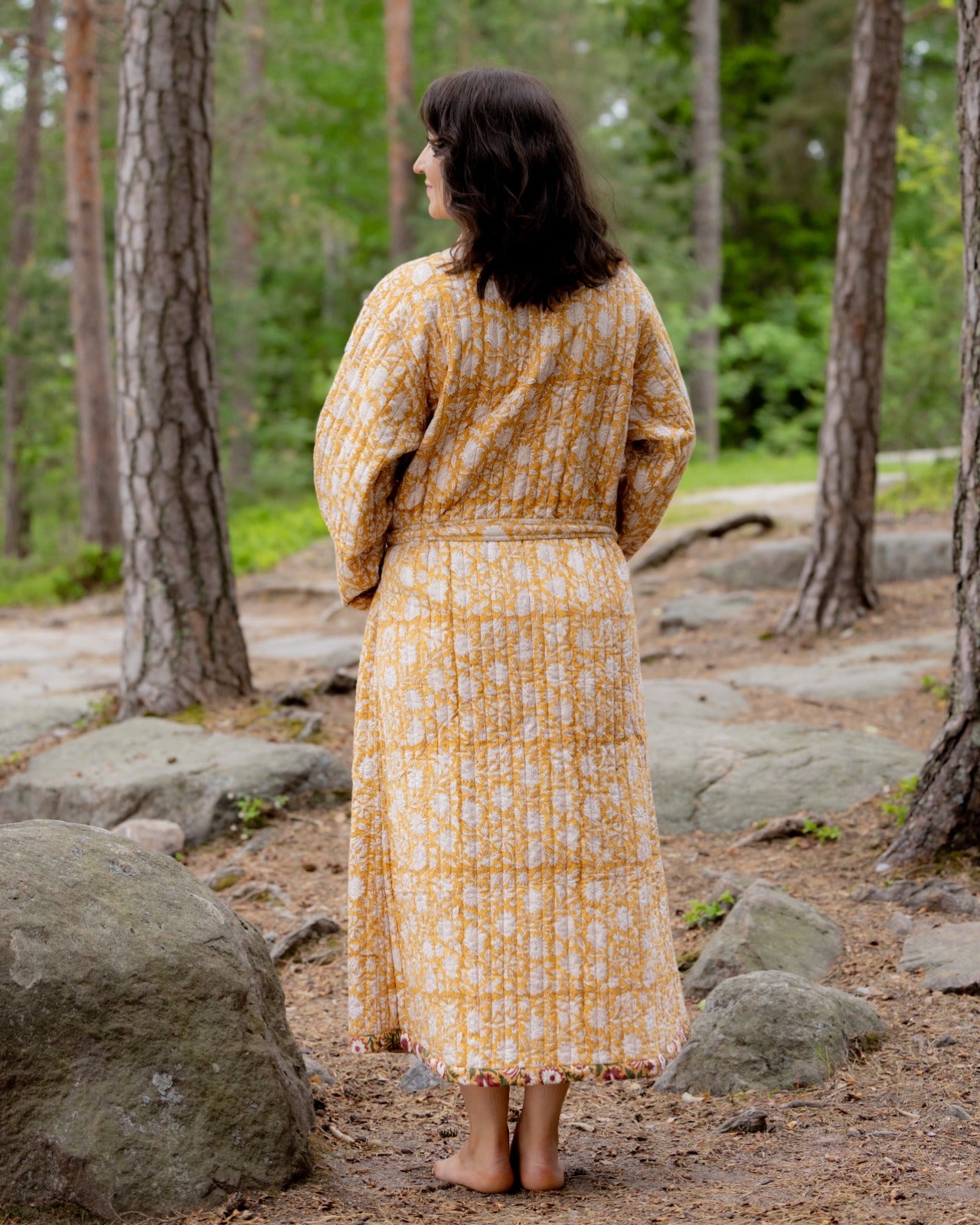 Reversible Quilted Robe – Mustard Meadows