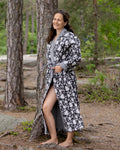 Reversible Quilted Robe – Black Floral & Zigzag