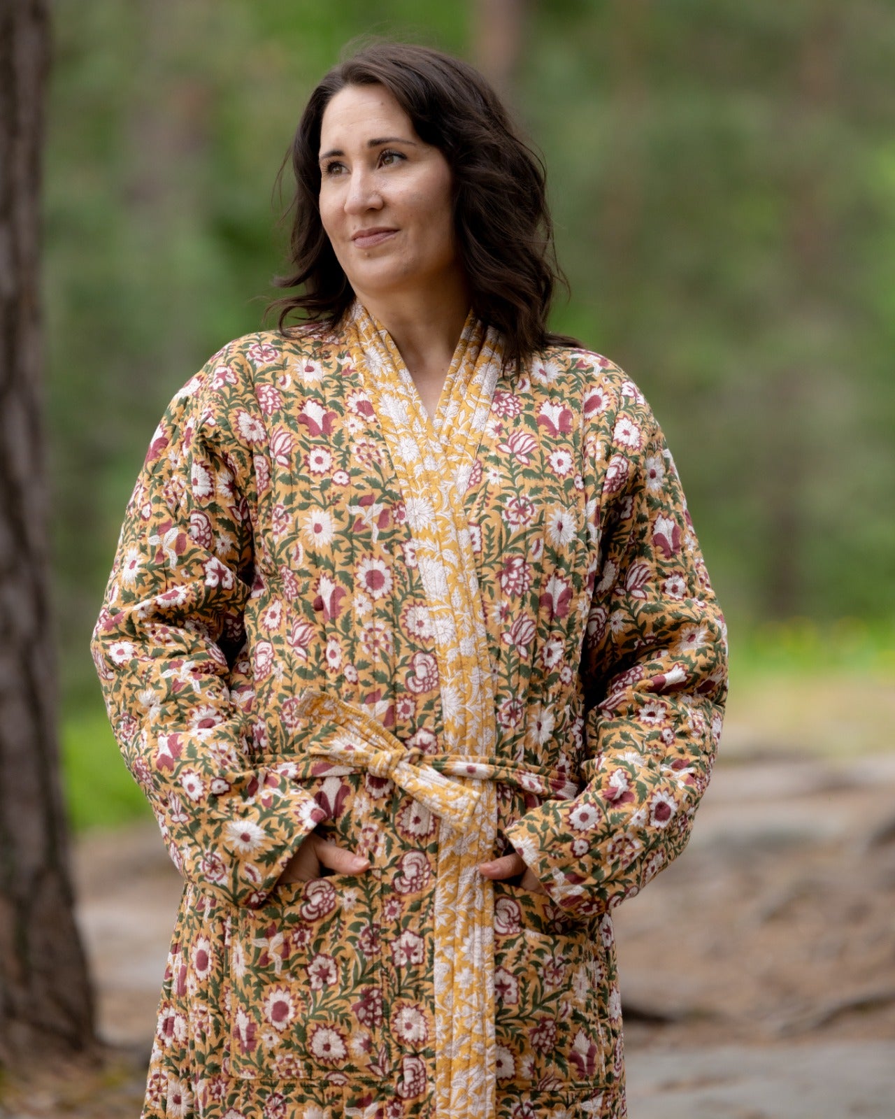 Reversible Quilted Robe – Mustard Meadows