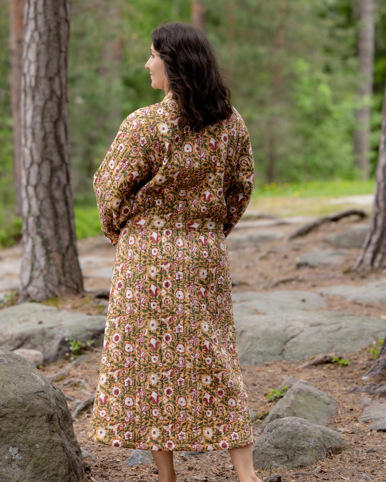 Reversible Quilted Robe – Mustard Meadows