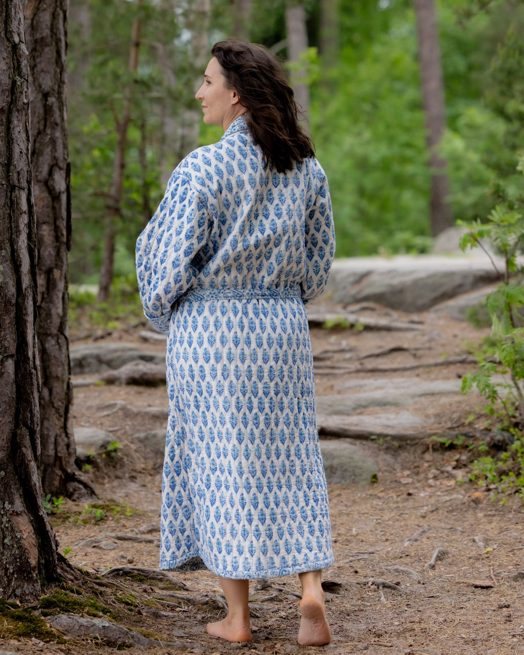 Reversible Quilted Robe – Snow Blue Bud