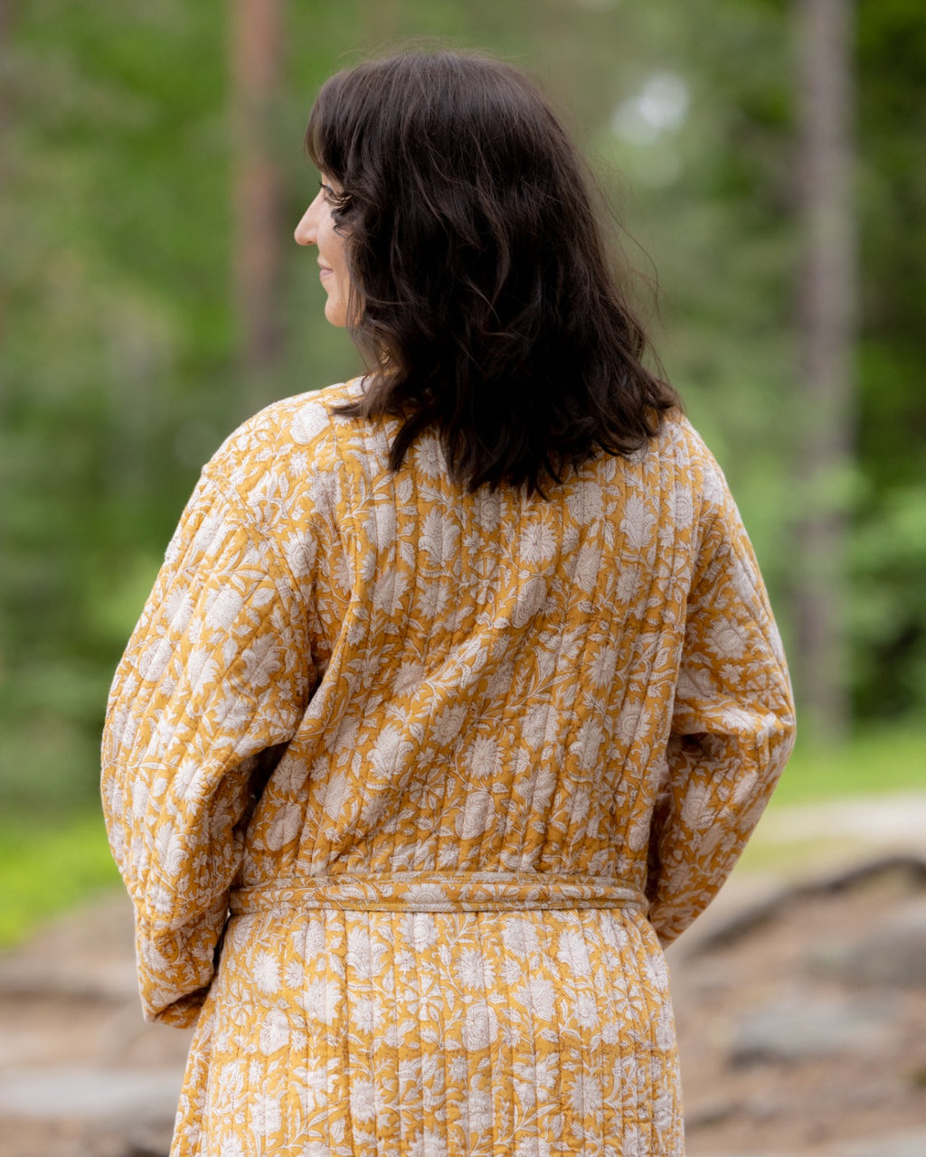 Reversible Quilted Robe – Mustard Meadows