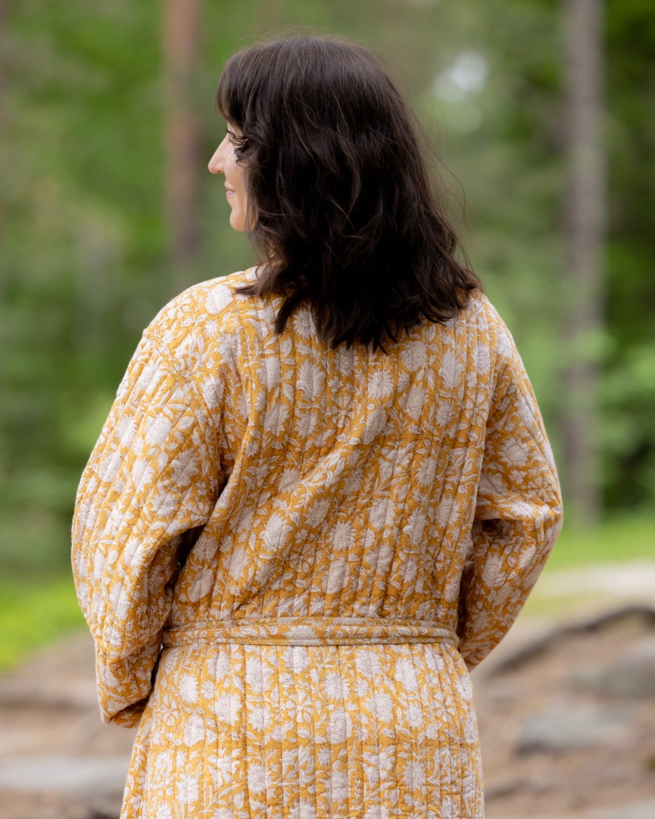 Reversible Quilted Robe – Mustard Meadows
