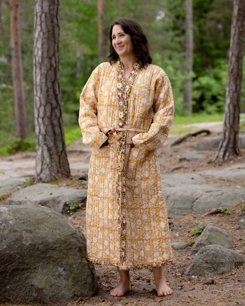 Reversible Quilted Robe – Mustard Meadows
