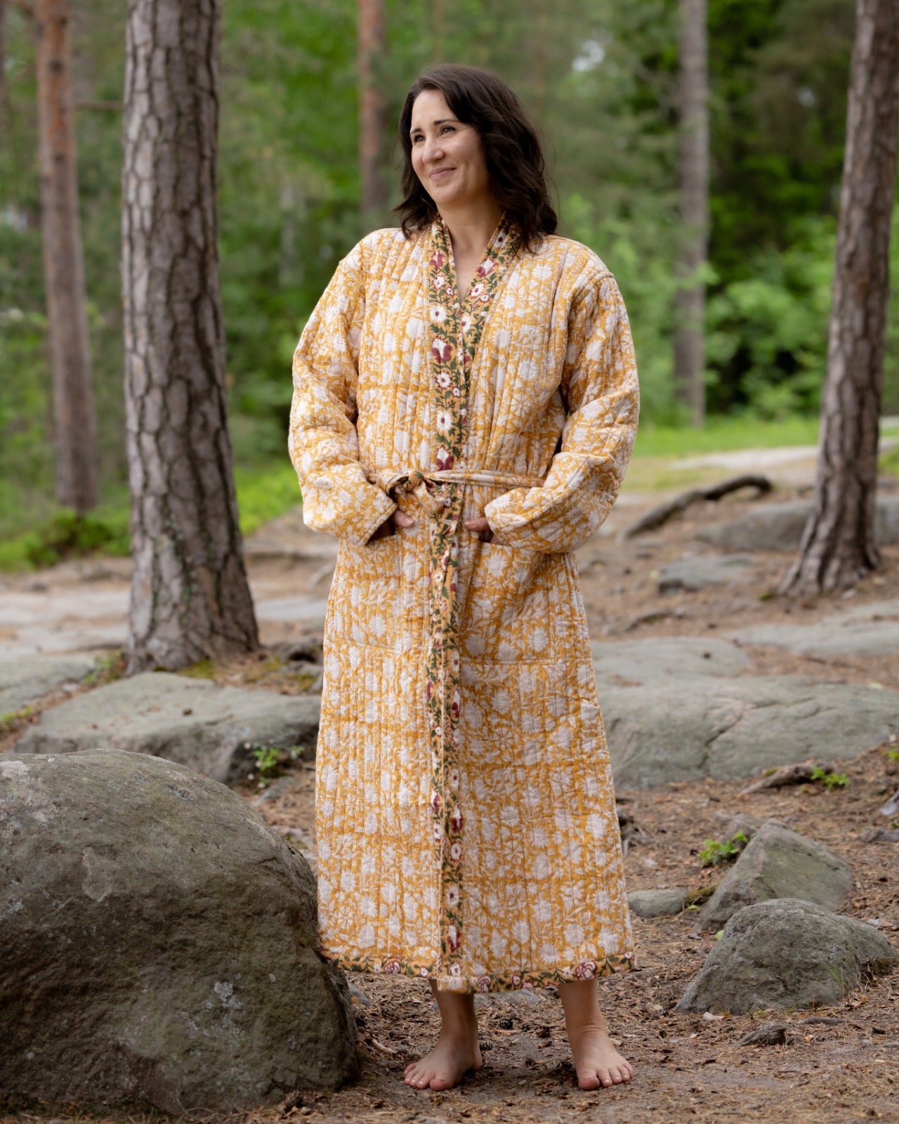 Reversible Quilted Robe – Mustard Meadows