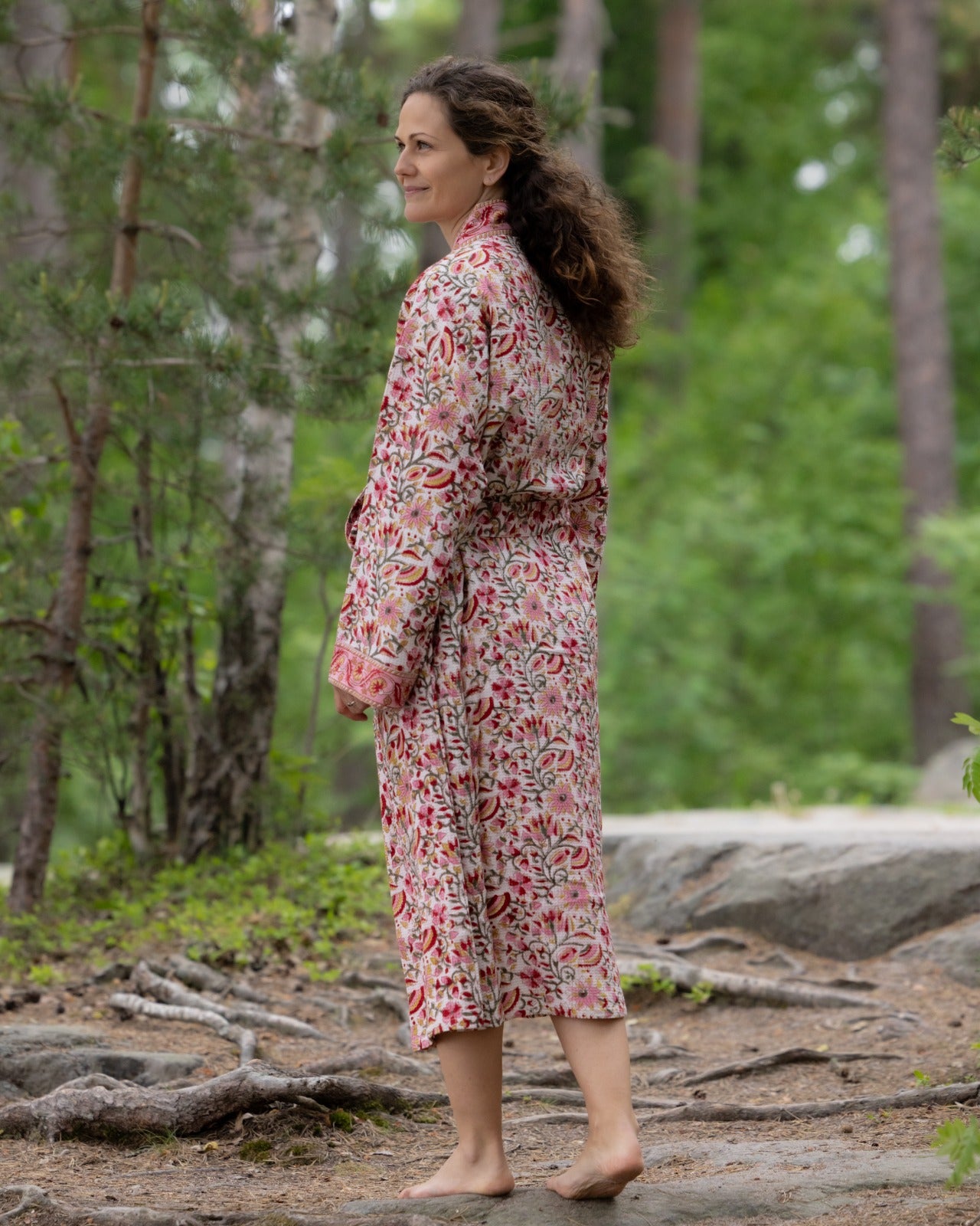 Waffel Cotton Bath Robe - Rose Garden