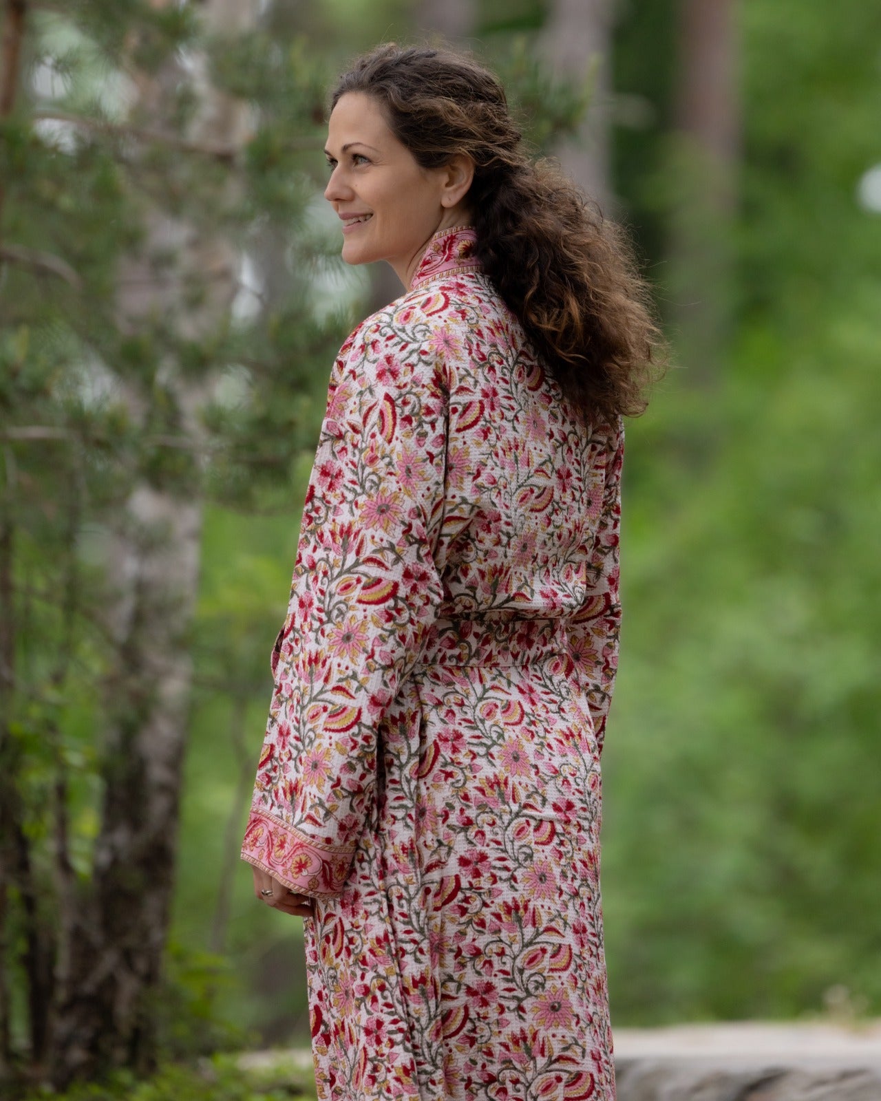 Waffel Cotton Bath Robe - Rose Garden