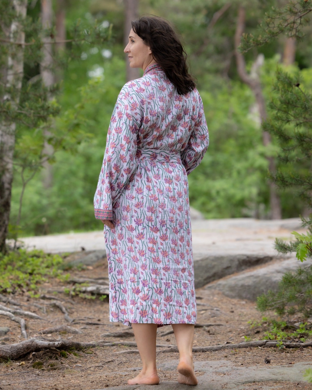 Waffel Cotton Bath Robe - Lotus Trail