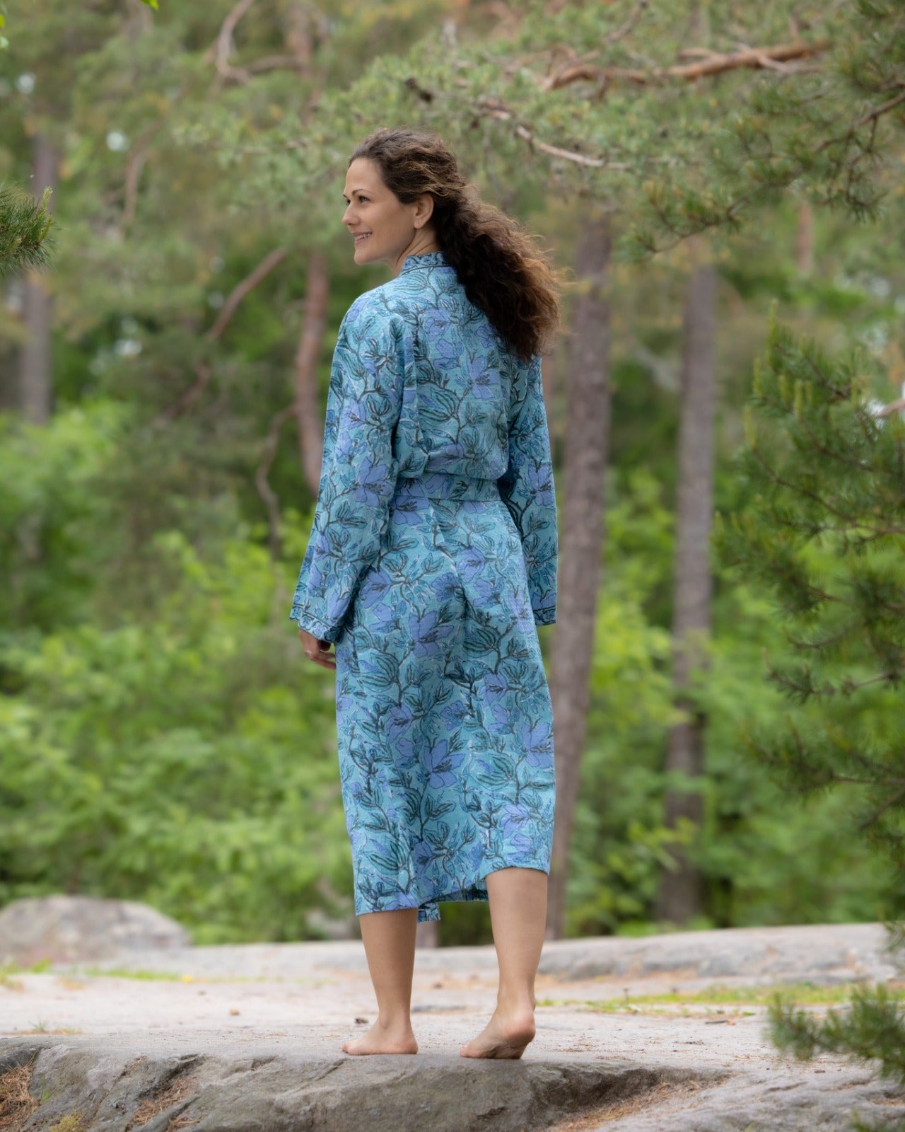 Waffel Cotton Bath Robe - Ocean Leaf