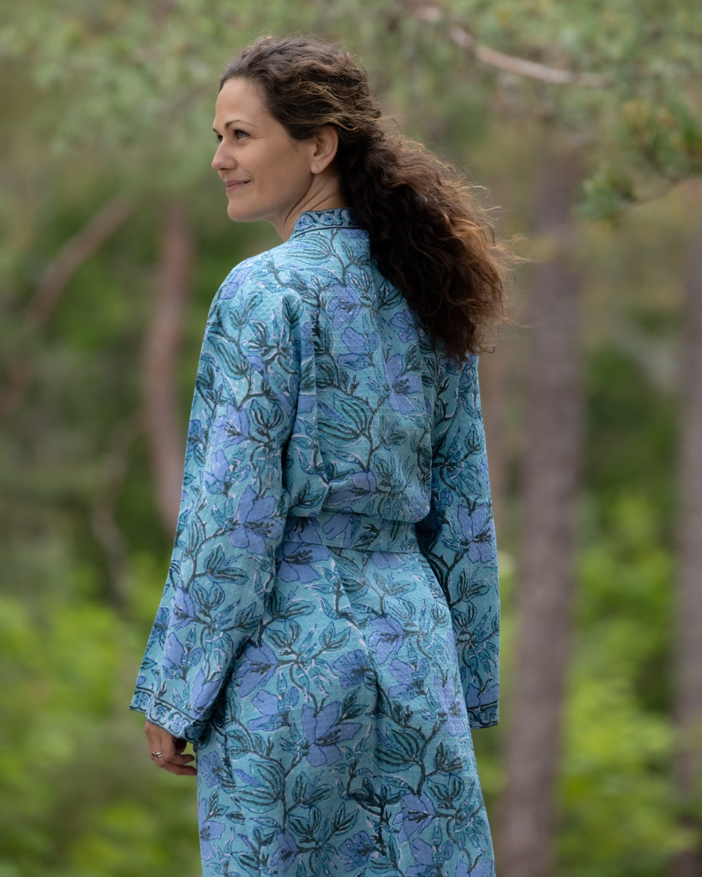 Waffel Cotton Bath Robe - Ocean Leaf