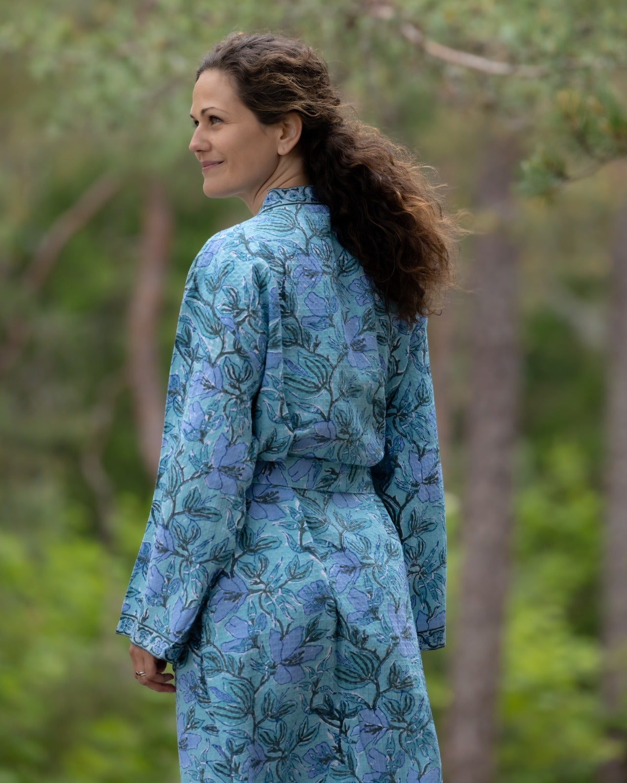 Waffel Cotton Bath Robe - Ocean Leaf
