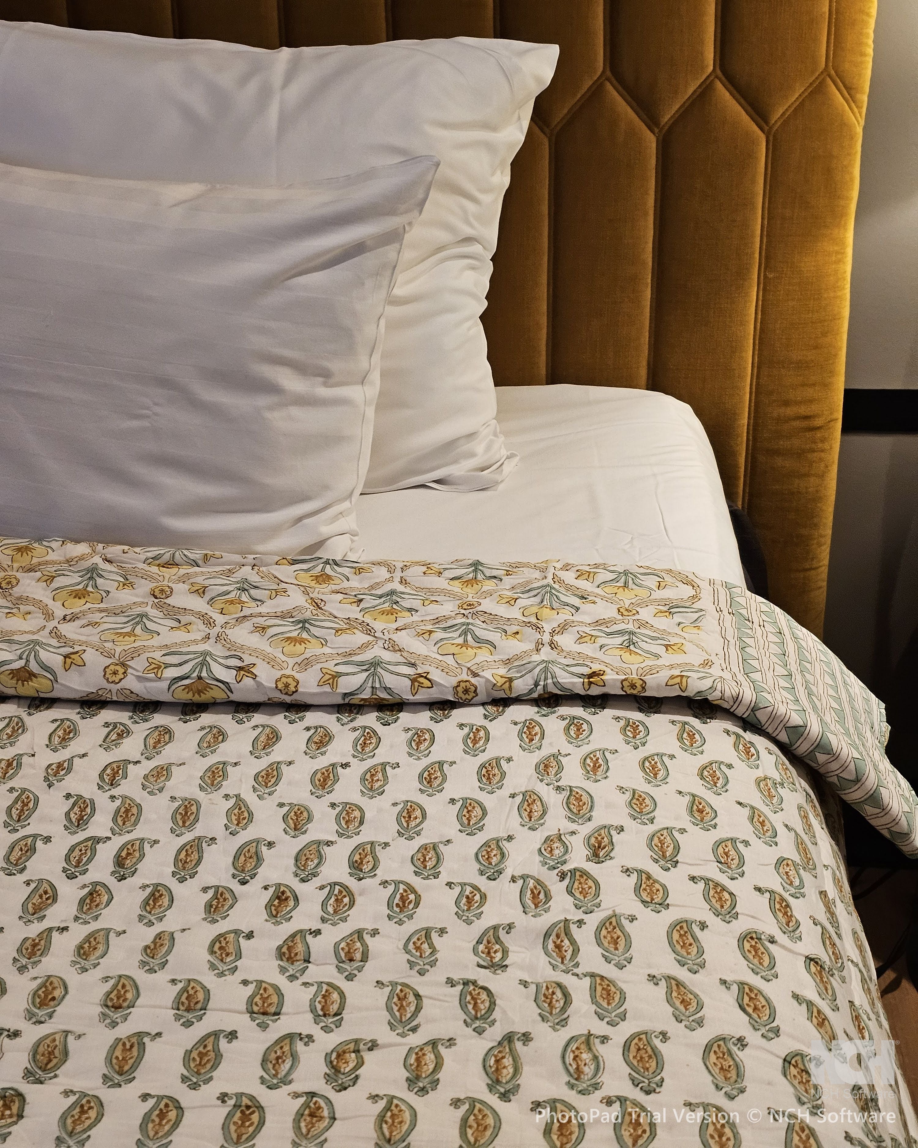 Reversible Handblock Quilt – Sunny Bloom & Lemon Leaf