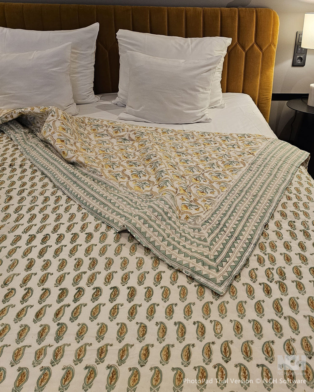 Reversible Handblock Quilt – Sunny Bloom & Lemon Leaf