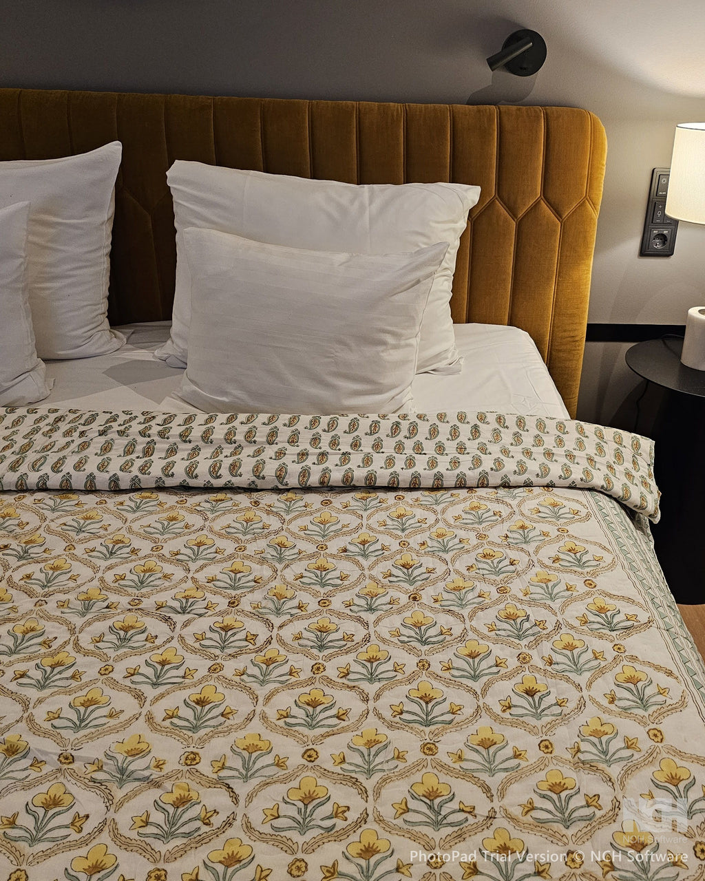 Reversible Handblock Quilt – Sunny Bloom & Lemon Leaf