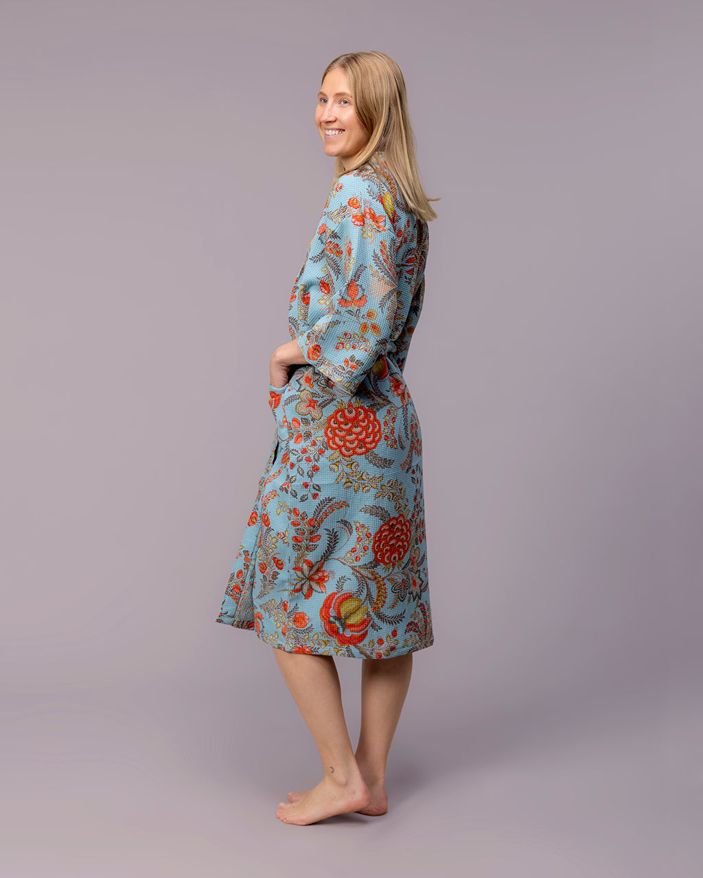 Sky Bloom – Cotton Waffle Bath & Sauna Robe