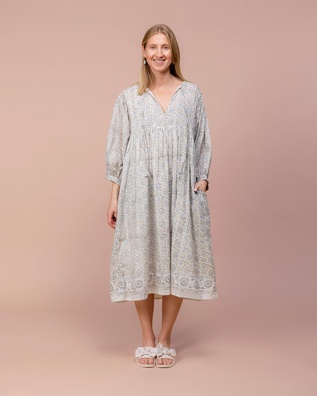 Lunar Paisley – Handblock Printed Muslin Cotton Dress