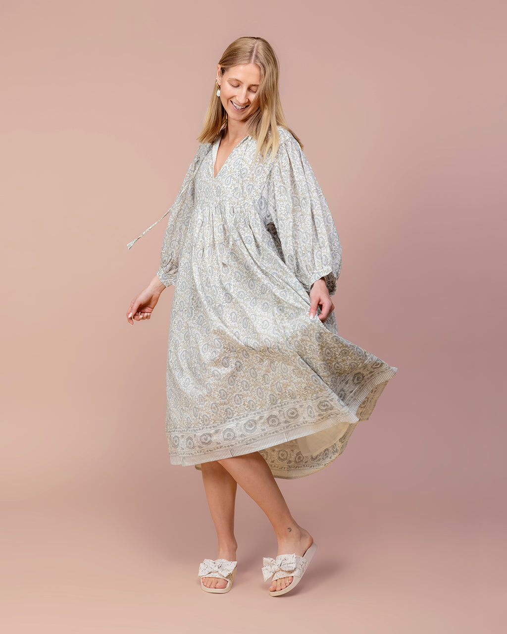 Lunar Paisley – Handblock Printed Muslin Cotton Dress
