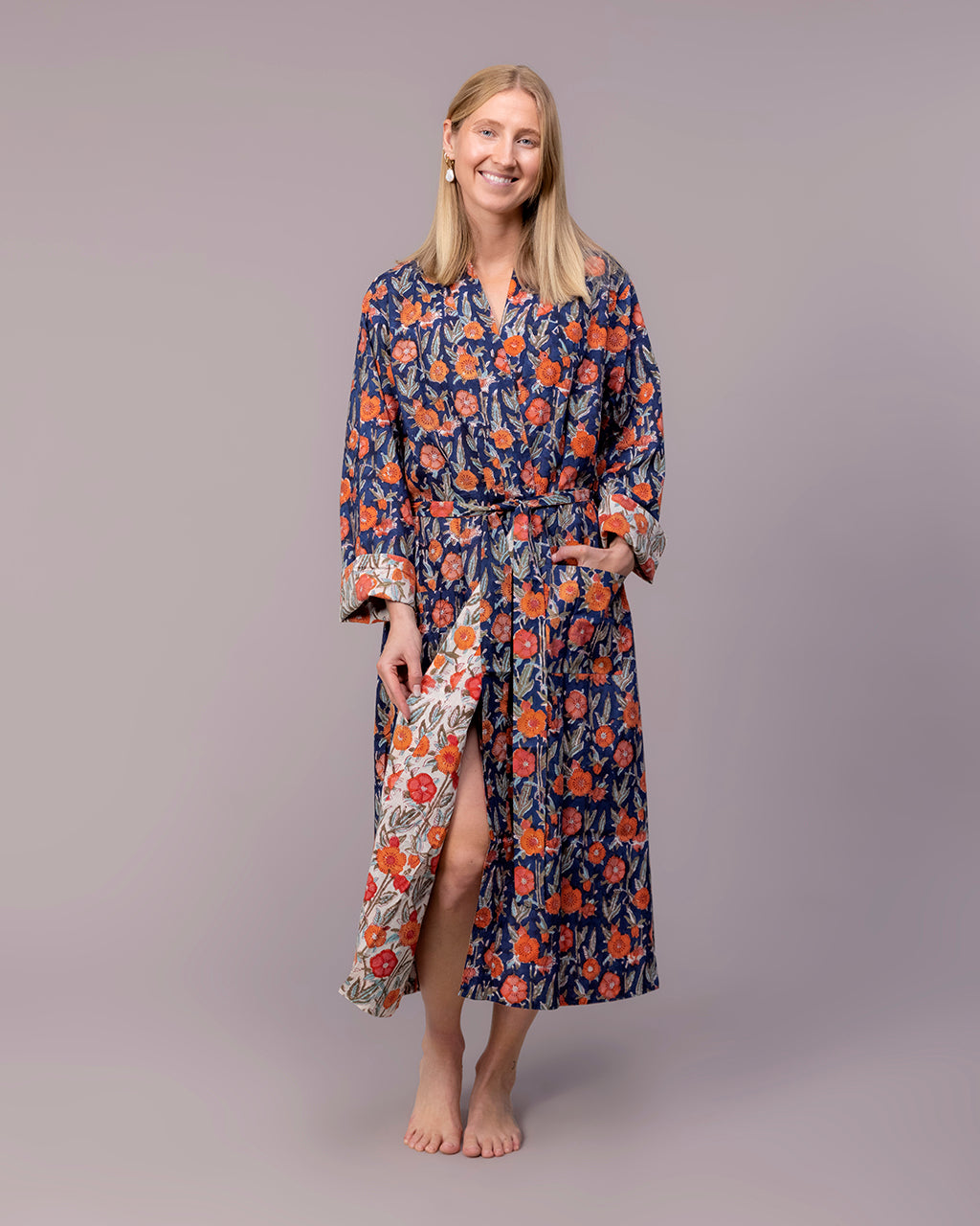 Floral Blues Reversible Kimono